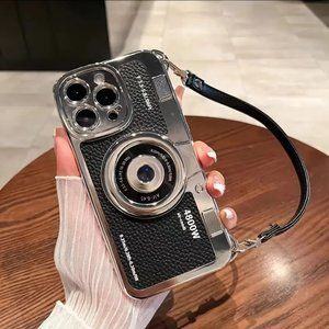 3D Vintage Camera Retro Phone Case with PU Leather Strap for iPhone 13 Pro Max